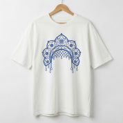 Футболка оверсайз с принтом белая Синий кокошник