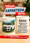 Кружка подарок BMW - уверенный, громкий, любит скорость и внимание. Если молчит - значит, любуется собой в отражении.