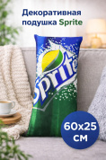 Декоративная подушка-обнимашка с ярким принтом Sprite, длинная 60*25 см