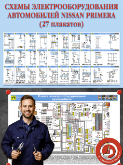 Схемы электрооборудования автомобилей Nissan Primera (27 плакатов)