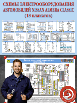 Схемы электрооборудования автомобилей Nissan Almera Classic (18 плакатов)