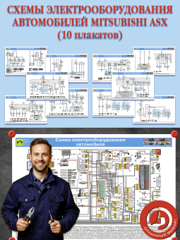 Схемы электрооборудования автомобилей Mitsubishi ASX (10 плакатов)