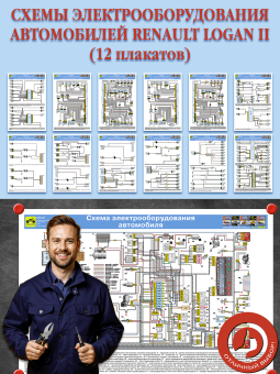 Схемы электрооборудования автомобилей Renault Logan II (12 плакатов)