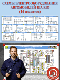 Схемы электрооборудования автомобилей Kia Rio (14 плакатов)