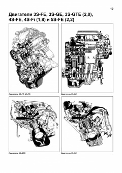 Toyota бензиновые двигатели 3S-FE / 3S-GE / 3S-GTE / 4S-Fi / 4S-FE / 5S-FE. Книга, руководство по ремонту и эксплуатации двигателя. Легион-Aвтодата