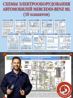 Схемы электрооборудования автомобилей Mercedes-Benz ML (10 плакатов)
