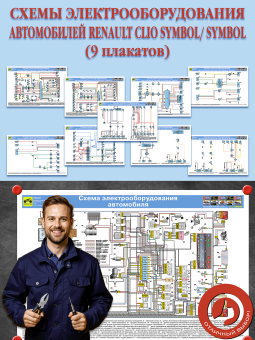 Схемы электрооборудования автомобилей Renault Clio Symbol/Symbol (9 плакатов)