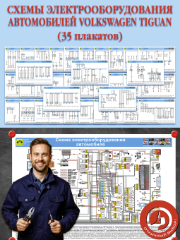 Схемы электрооборудования автомобилей Volkswagen Tiguan (35 плакатов)
