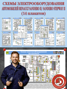 Схемы электрооборудования автомобилей Renault Sandero II/ Sandero Stepway II (14 плакатов)