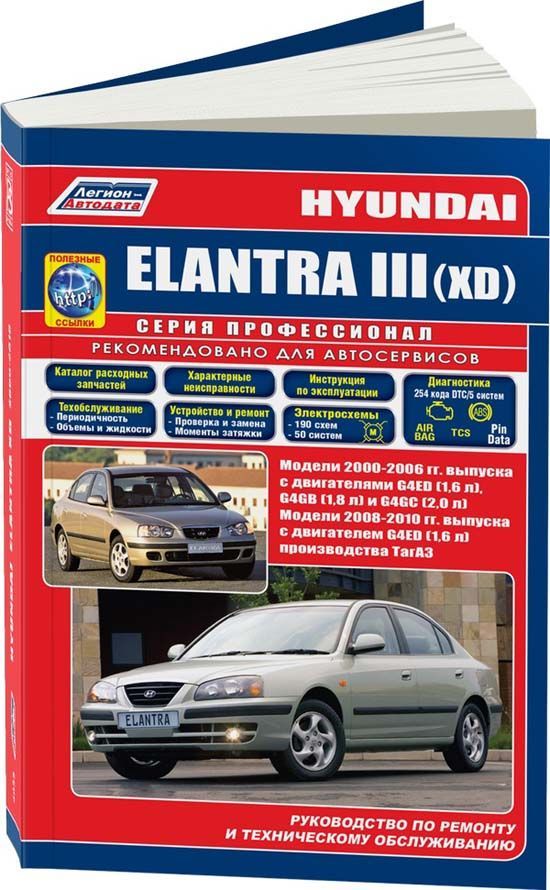 Hyundai Elantra 3 XD 2000-2006, ТагАЗ 2008-2010 бензин. Книга, руководство по ремонту и эксплуатации автомобиля. Профессионал. Легион-Aвтодата