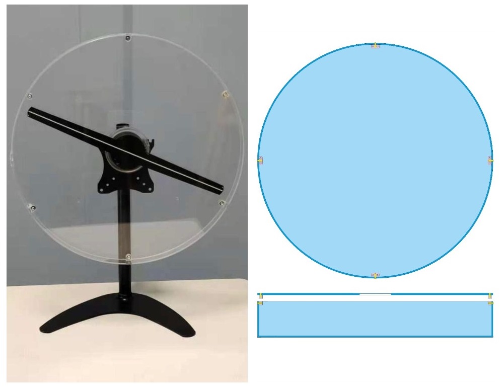 Круглый акриловый короб для голографического вентилятора 43 см