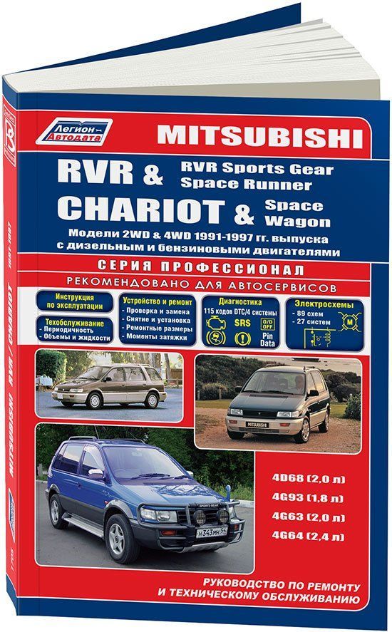 Mitsubishi Chariot, RVR, RVR Sports Gear, Space Runner, Space Wagon 1991-1997. Книга, руководство по ремонту и эксплуатации автомобиля. Профессионал. Легион-Aвтодата