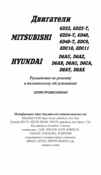 Mitsubishi двигатели 6D22, 6D24, 6D40, 8DC9, DC10, DC11, Hyundai двигатели D6AU, AZ, AB, AC, CA, D8AY, AX. Книга, руководство по ремонту и эксплуатации. Легион-Aвтодата