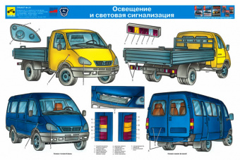 Плакаты. ГАЗель, ГАЗ 2705, ГАЗ 3221, ГАЗ 3302, ГАЗ 33023. Устройство автомобиля (комплект из 33 плакатов)
