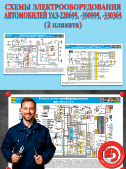 Схемы электрооборудования автомобилей УАЗ-220695, -390995, -330365 (2 плаката)