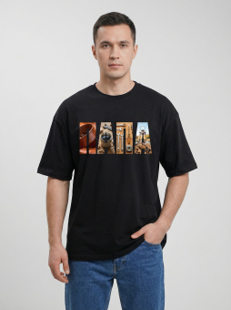 Футболка оверсайз с принтом черная Папа